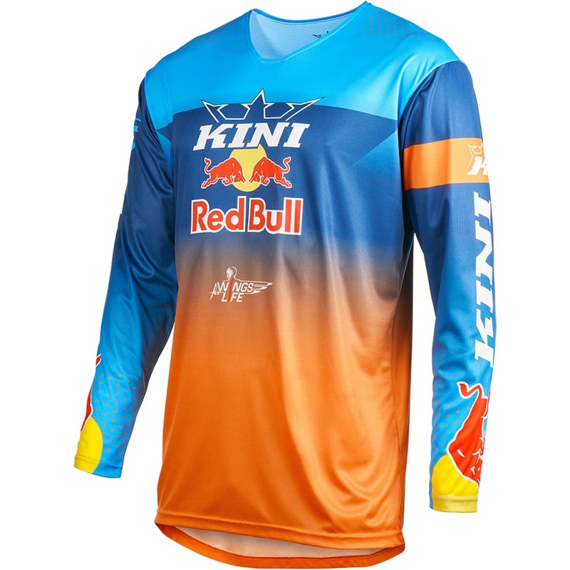 Maglia da motocross KINI Red Bull 1.0 Rallye blu-arancione