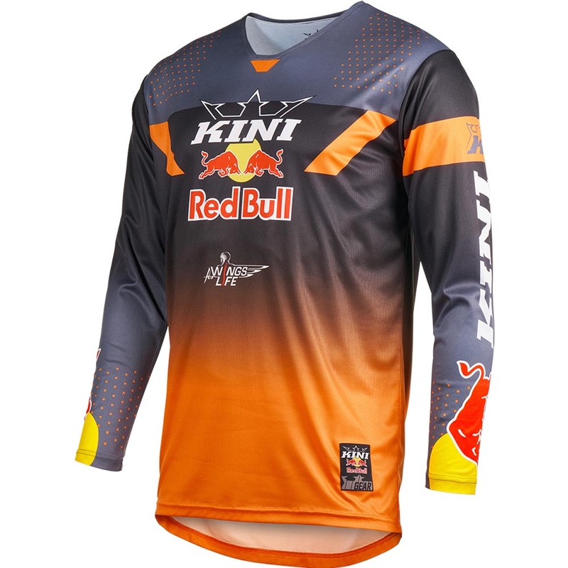 Maglia da motocross KINI Red Bull 2.0 MXC grigio-arancione