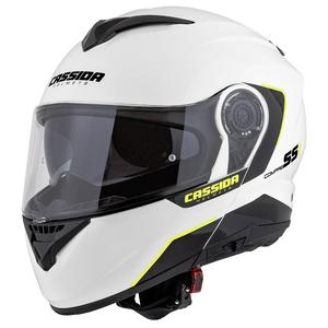 Casco moto Cassida Compress 2.0 Refraction bianco-nero-giallo fluo