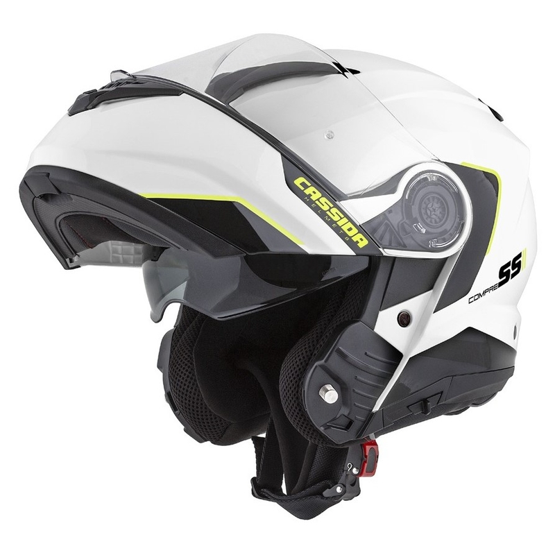 Casco moto Cassida Compress 2.0 Refraction bianco-nero-giallo fluo