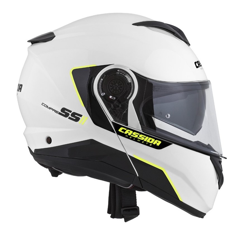 Casco moto Cassida Compress 2.0 Refraction bianco-nero-giallo fluo
