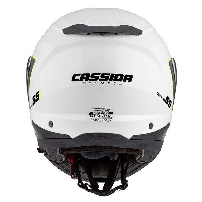 Casco moto Cassida Compress 2.0 Refraction bianco-nero-giallo fluo