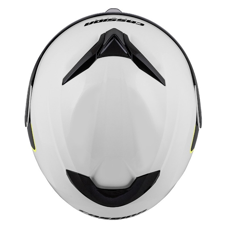 Casco moto Cassida Compress 2.0 Refraction bianco-nero-giallo fluo