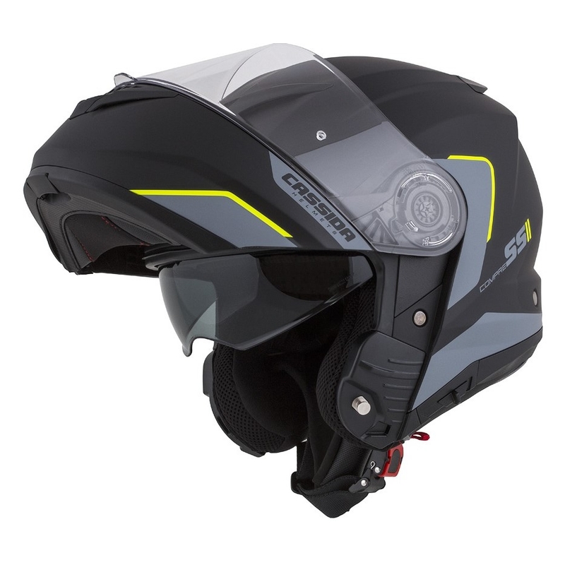 Casco da moto Cassida Compress 2.0 Refraction nero-grigio-giallo fluo Saldi