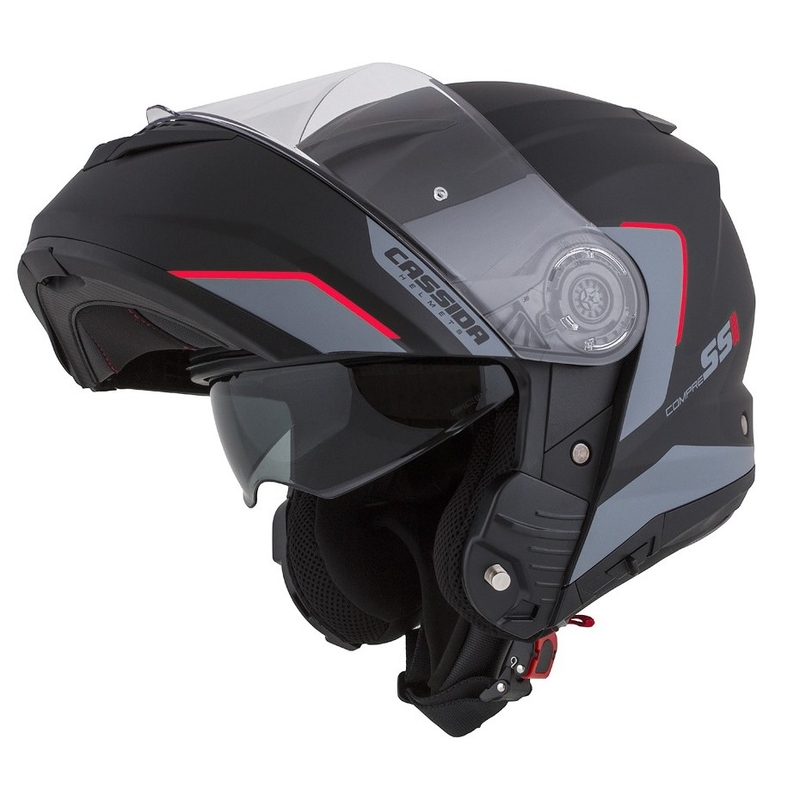 Casco da moto Cassida Compress 2.0 Refraction nero-grigio-rosso