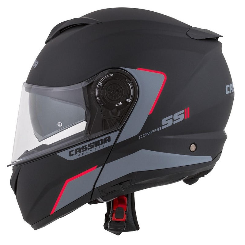 Casco da moto Cassida Compress 2.0 Refraction nero-grigio-rosso