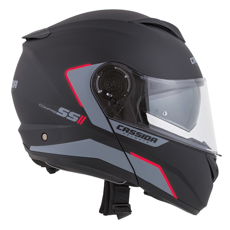 Casco da moto Cassida Compress 2.0 Refraction nero-grigio-rosso