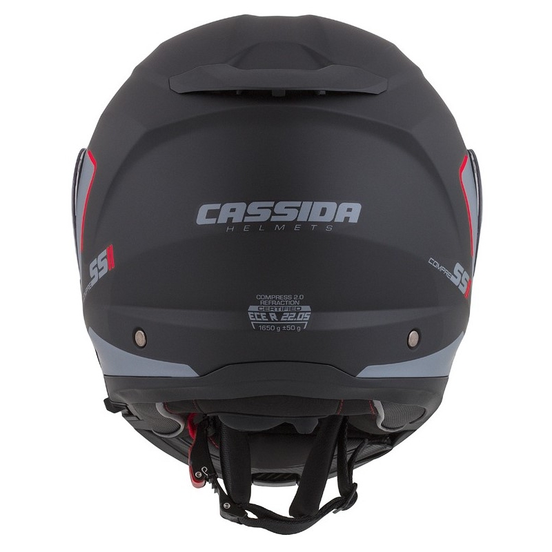 Casco da moto Cassida Compress 2.0 Refraction nero-grigio-rosso