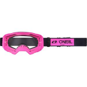 Occhiali da motocross O'Neal B-22 Core neri-rosa con plexiglass trasparente