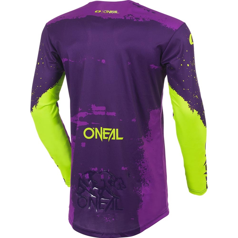 Maglia da motocross O'Neal Mayhem Paint viola-giallo neon