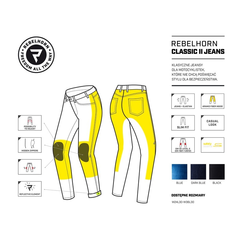 Jeans da moto Rebelhorn Classic II da donna Blu scuro Saldi