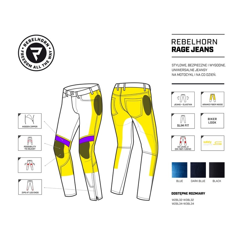 Rebelhorn Rage - Jeans da moto blu scuro Saldi