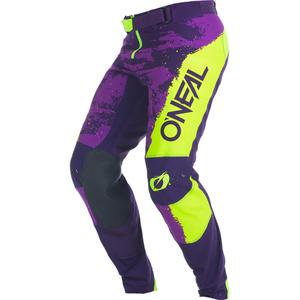 Pantaloni da motocross O'Neal Mayhem Paint viola-giallo fluo
