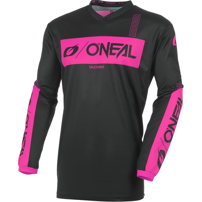 Maglia da motocross da donna O'Neal Element Racewear nero-rosa