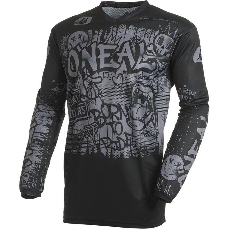 Maglia da motocross O'Neal Element Rancid nera-grigia