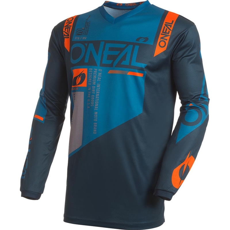 Maglia da motocross O'Neal Element Factor blu-arancione