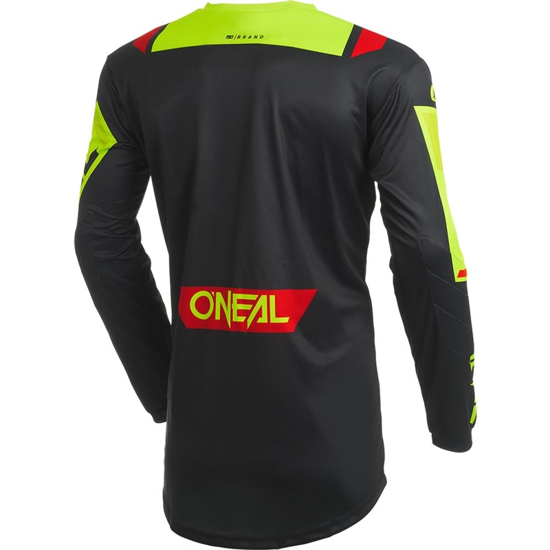 Maglia da motocross O'Neal Element Factor nera-giallo fluo