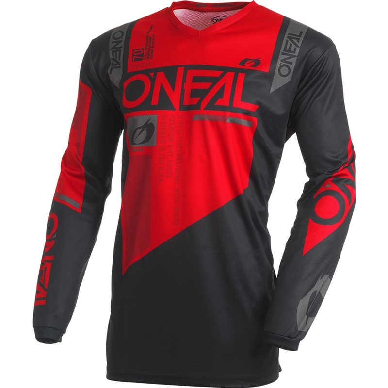 Maglia da motocross O'Neal Element Factor nera-rossa
