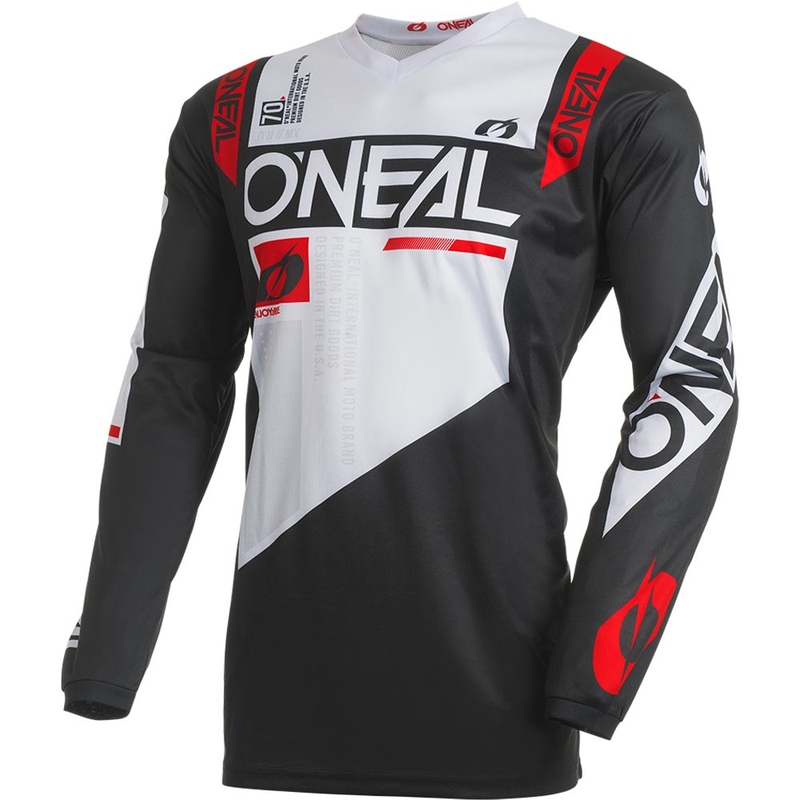 Maglia da motocross O'Neal Element Factor nera e bianca