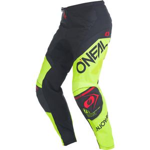 Pantaloni da motocross O'Neal Element Factor, neri e giallo fluo.