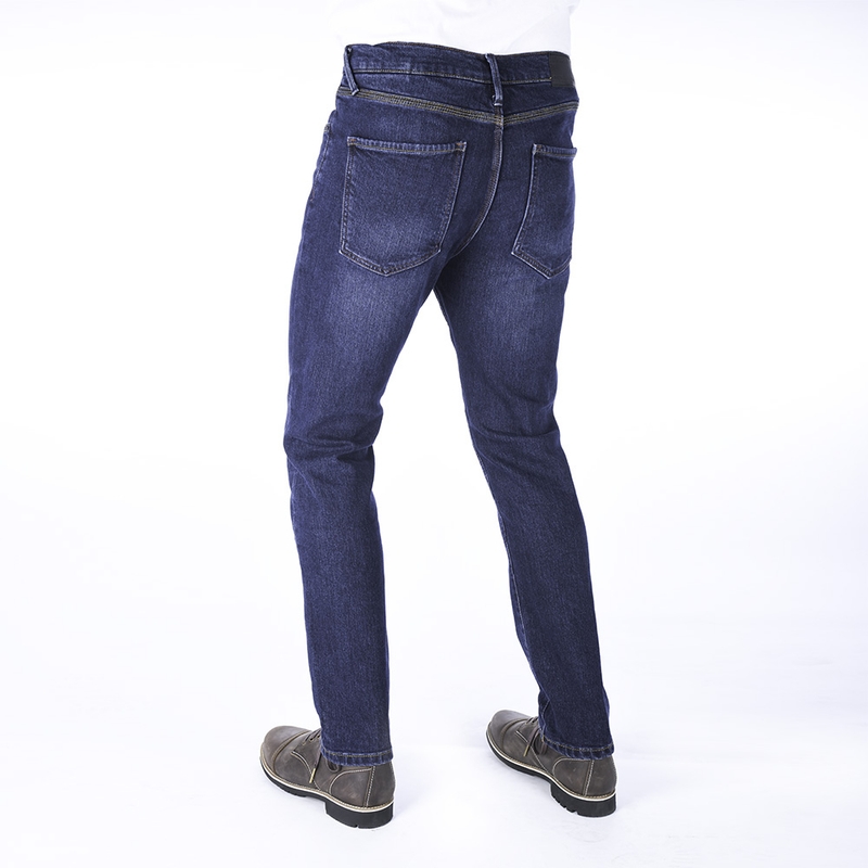 Zkrácené jeansy na motorku Oxford Original Approved Slim Fit seprané modré výprodej