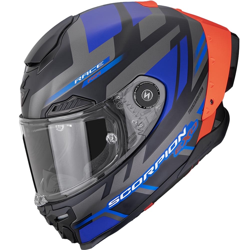 Casco integrale da moto Scorpion EXO-RACE Air Carbon Fury nero opaco-grigio-blu