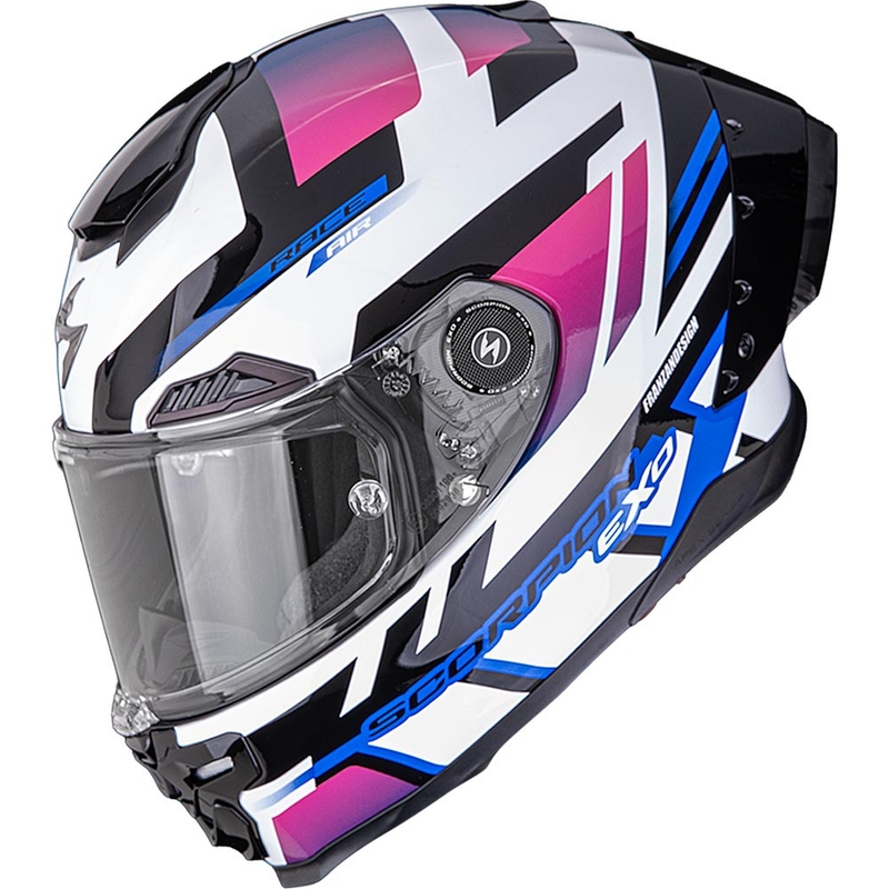 Casco integrale da moto Scorpion EXO-RACE Air Carbon Fury bianco-rosa-blu