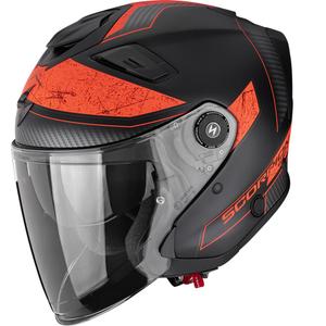 Casco da moto aperto Scorpion EXO-GT Jet Crest, nero opaco-rosso