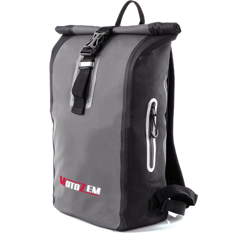 Zaino impermeabile MotoZem nero-grigio