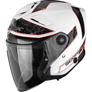 Casco da moto aperto Scorpion EXO-GT Jet Crest bianco-rosso