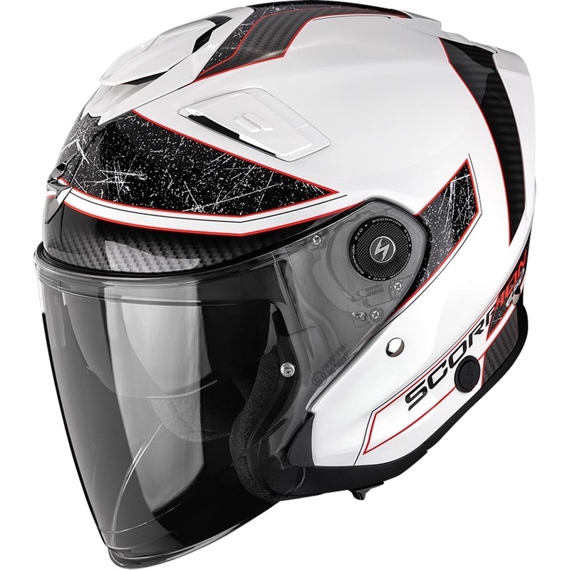 Casco da moto aperto Scorpion EXO-GT Jet Crest bianco-rosso
