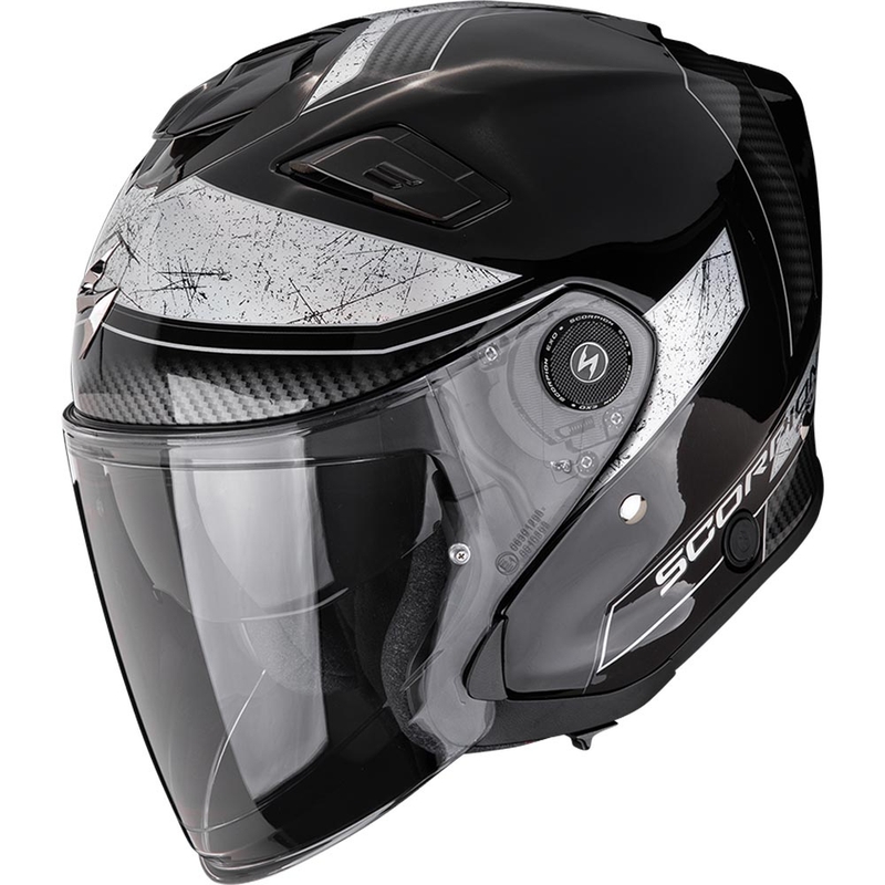 Casco da moto aperto Scorpion EXO-GT Jet Crest nero-argento