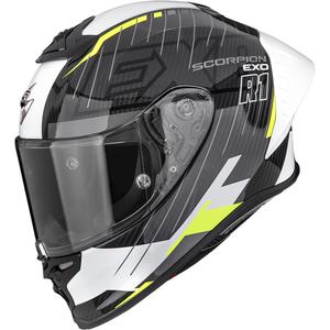 Casco integrale da moto Scorpion EXO-R1 EVO II Air Surge nero-bianco-giallo fluo