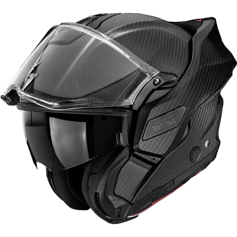 Casco da moto modulare Scorpion EXO-TECH II Carbon Solid, nero opaco.
