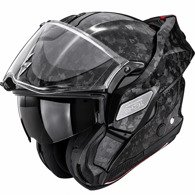 Casco da moto modulare Scorpion EXO-TECH II Onyx Carbon nero