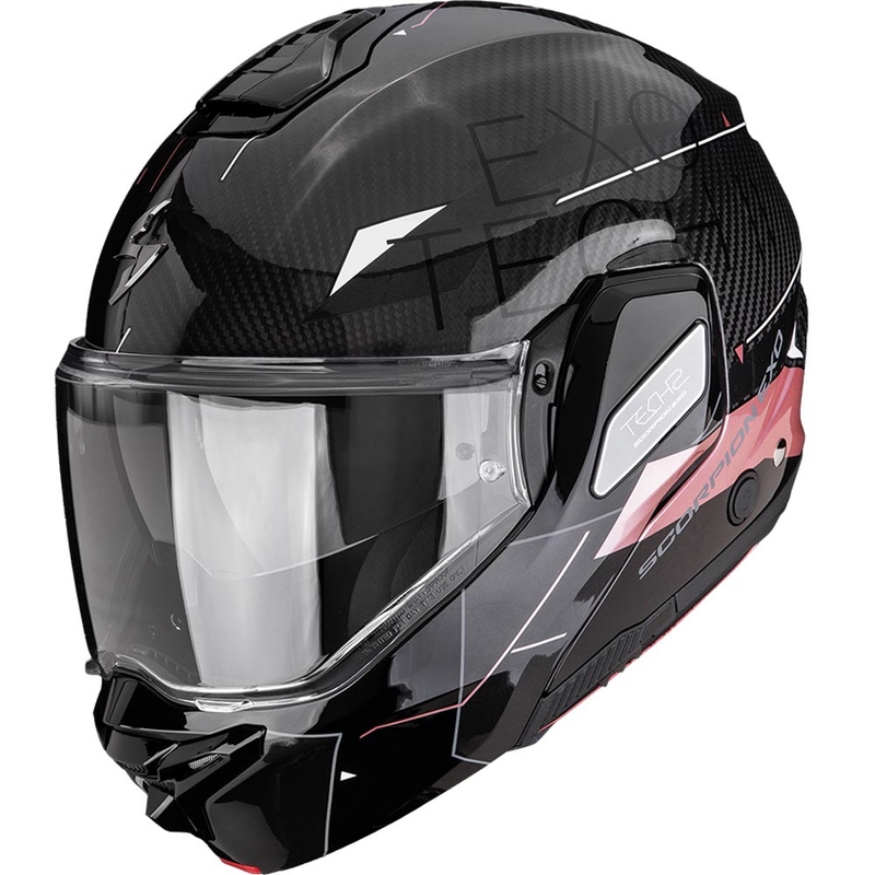 Casco da moto modulare Scorpion EXO-TECH II Carbon Viator nero-rosa