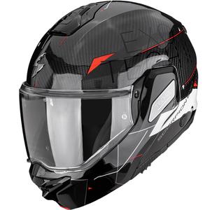 Casco da moto modulare Scorpion EXO-TECH II Carbon Viator nero-bianco-rosso