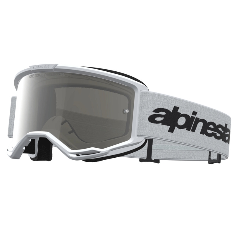Occhiali da motocross Alpinestars Vision 3 Wordmark bianco-nero