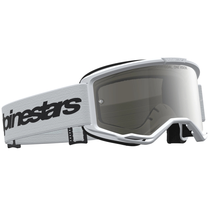 Occhiali da motocross Alpinestars Vision 3 Wordmark bianco-nero