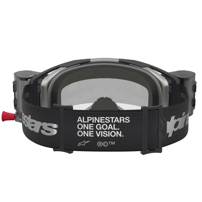 Occhiali da motocross Alpinestars Vision 8 Amber Roll-Off Wide Vision, neri e argento