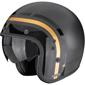 Casco da moto aperto Scorpion Belfast II Carbon Regal, nero opaco-oro.