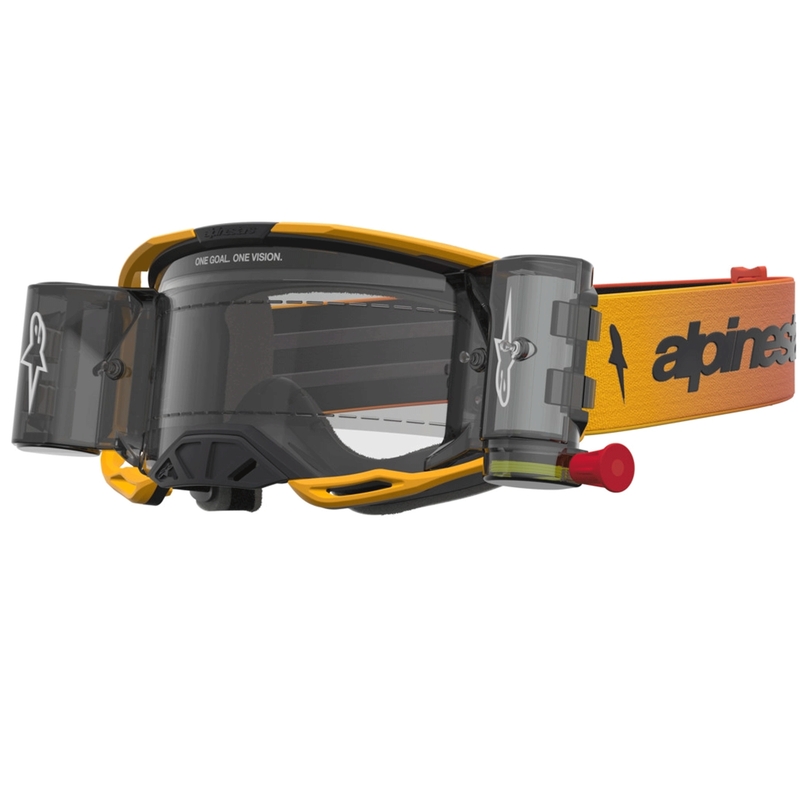 Occhiali da motocross Alpinestars Vision 8 Amber Roll-Off Giallo-Rosso-Nero