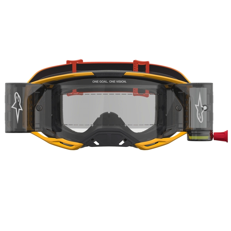 Occhiali da motocross Alpinestars Vision 8 Amber Roll-Off Giallo-Rosso-Nero