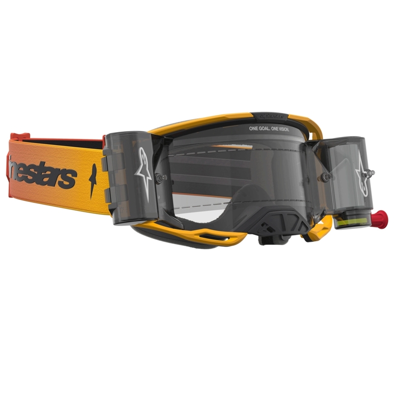 Occhiali da motocross Alpinestars Vision 8 Amber Roll-Off Giallo-Rosso-Nero