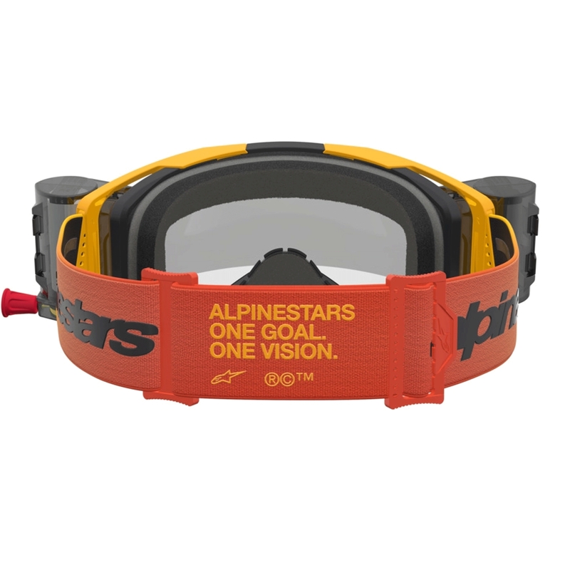 Occhiali da motocross Alpinestars Vision 8 Amber Roll-Off Giallo-Rosso-Nero