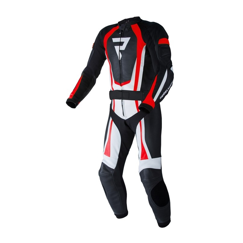 Tuta moto Rebelhorn Piston II PRO nero-bianco-rosso fluo Saldi