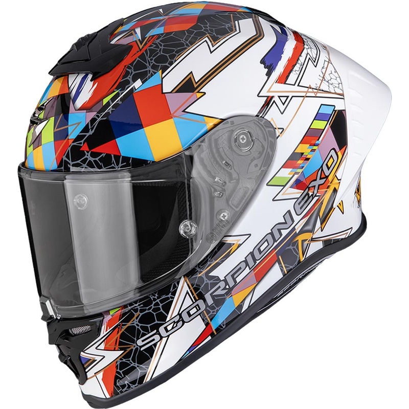 Casco integrale da moto Scorpion EXO-R1 EVO II Air Pouls bianco-multicolore