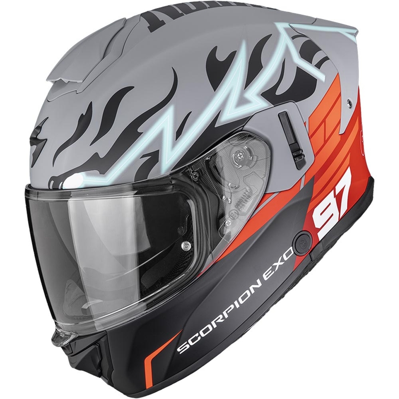 Casco integrale da moto Scorpion EXO-530 Air JSK 97 grigio opaco-rosso