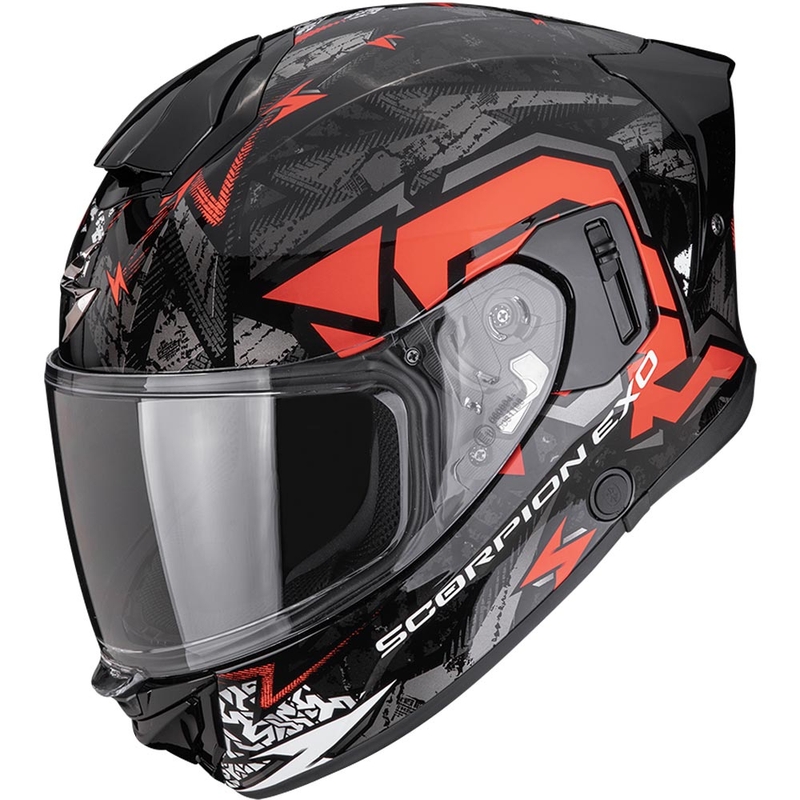 Casco integrale da moto Scorpion EXO-530 Air Meteor nero-argento-rosso