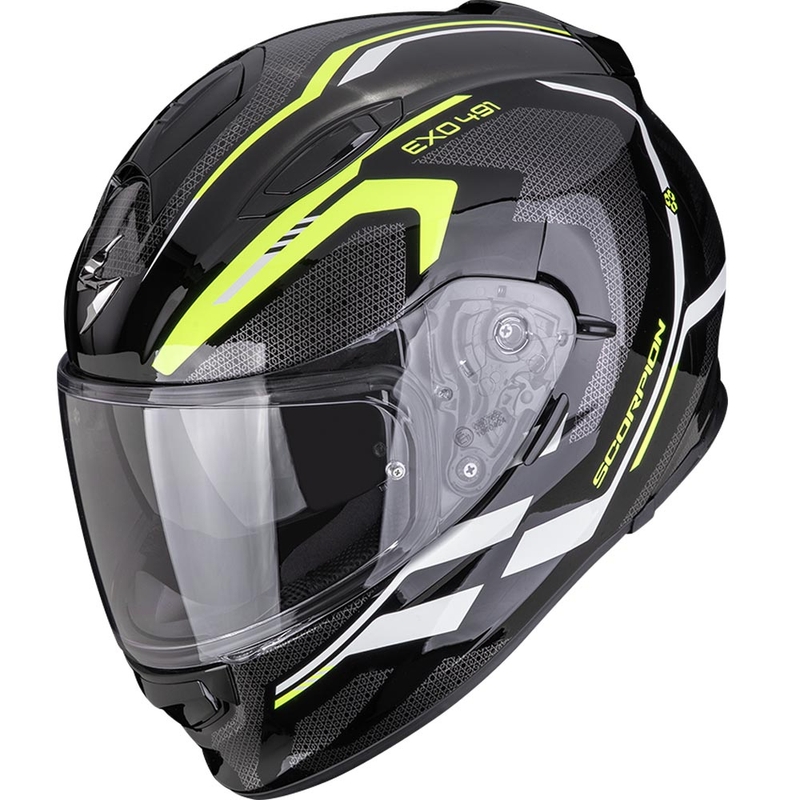 Casco integrale da moto Scorpion EXO-491 KRYPTA nero-fluo giallo-bianco